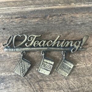 Vintage Art Deco  "I Love Teaching" Brooch by JJ. Vintage Brooch